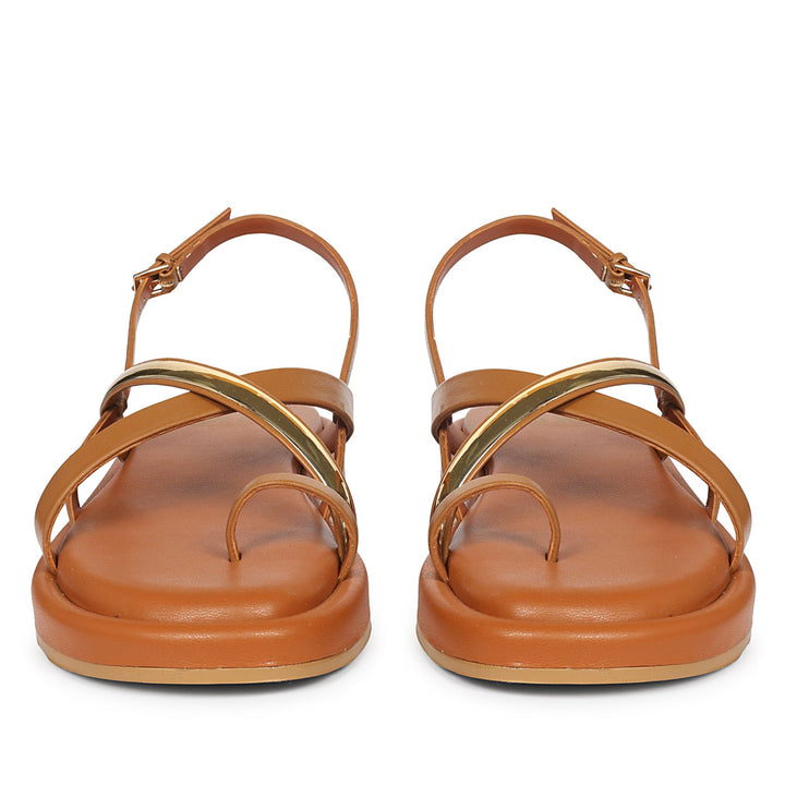 Camille Tan Leather Platform Sandals