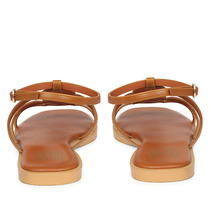 Natalie Tan Leather Flat Sandals
