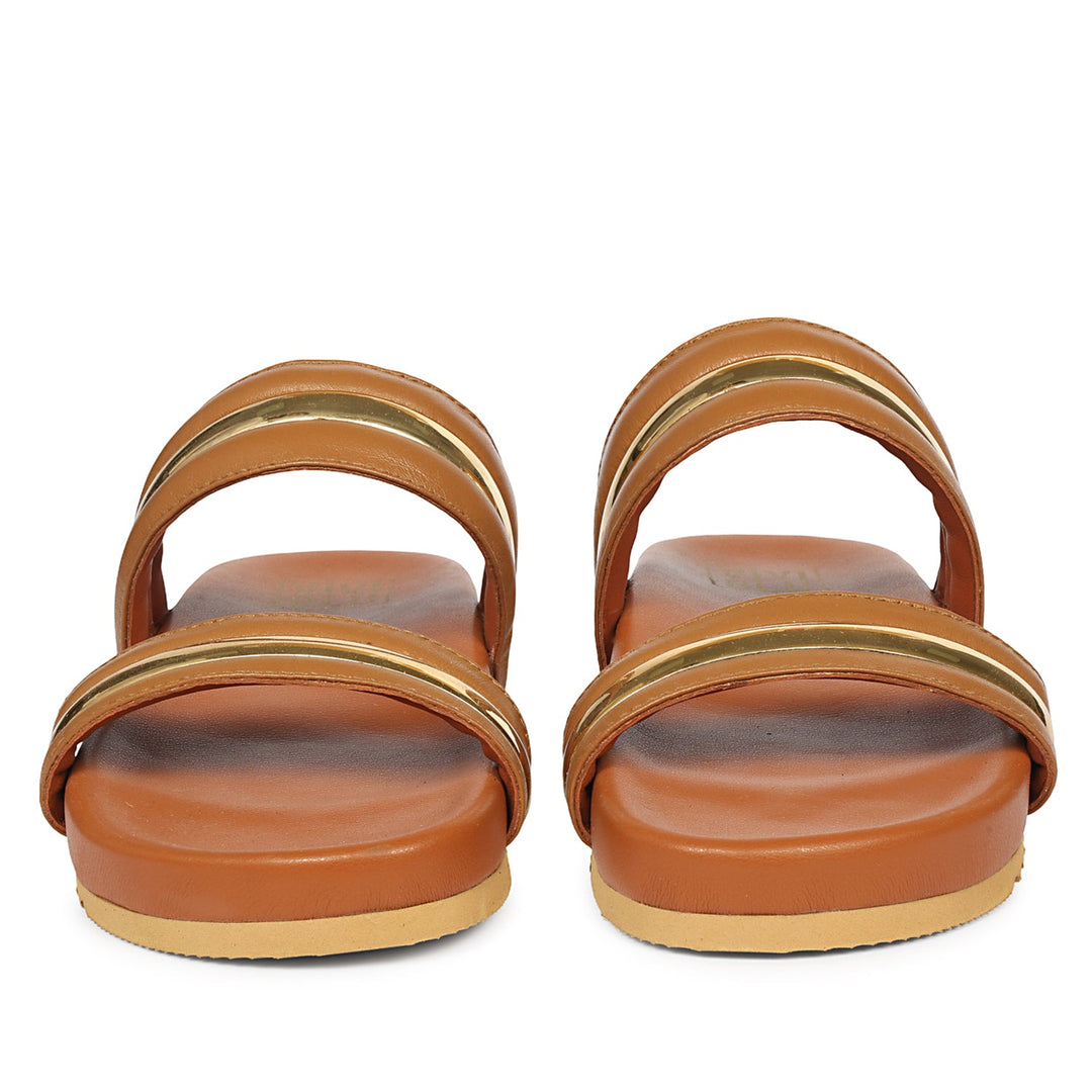 Daniela Tan Leather Footbed Sandals