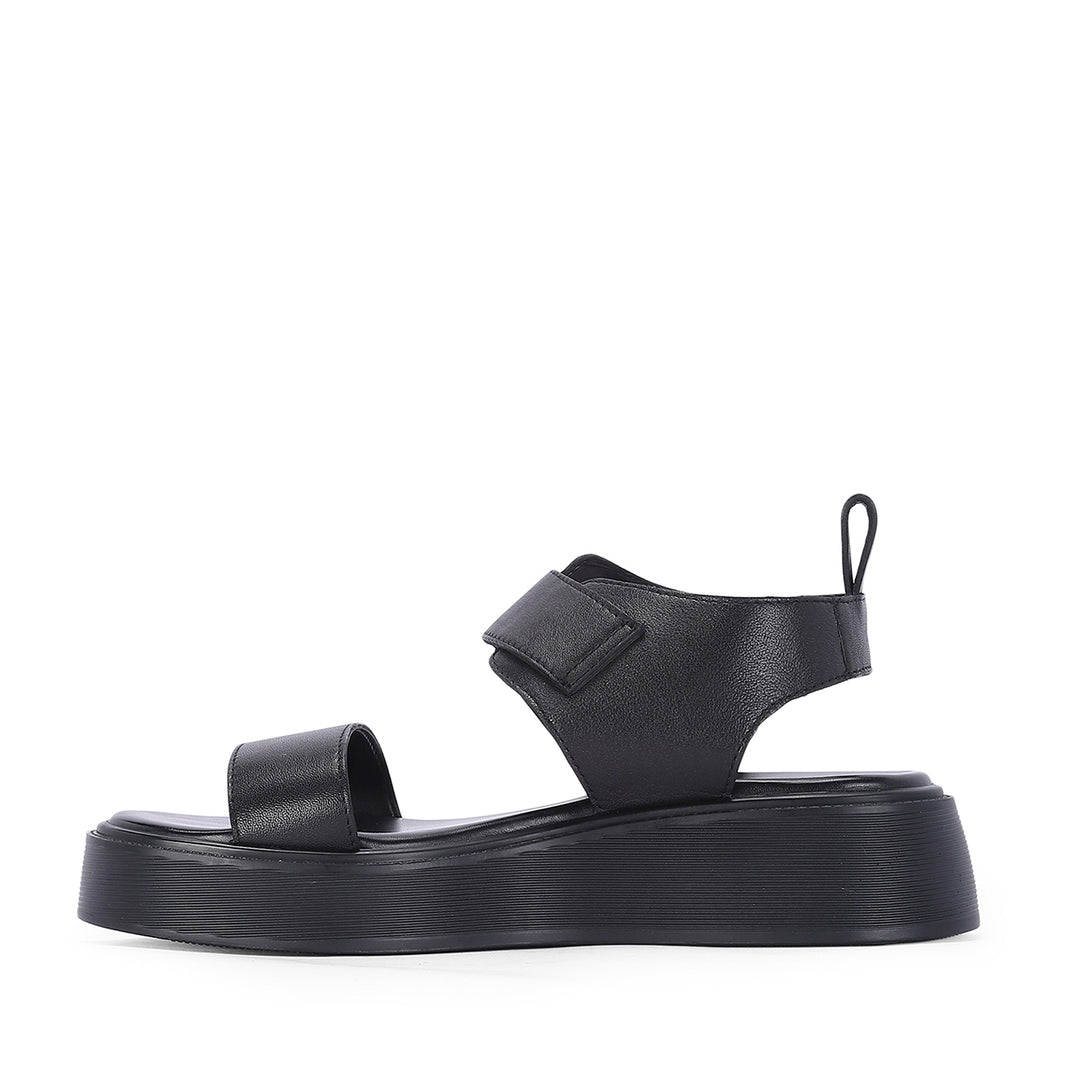 Serafina Black Leather Platform Sandals