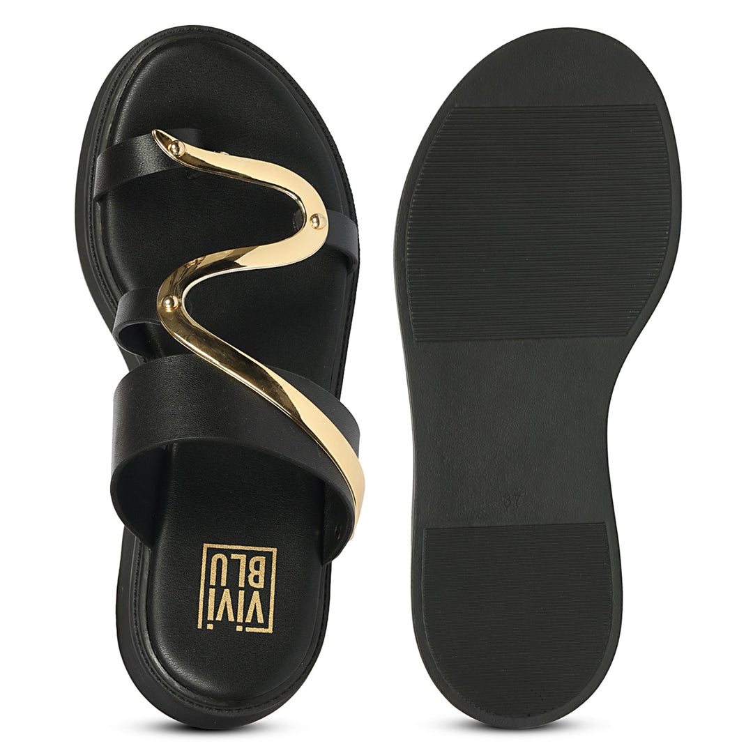 Emilia Black Leather Platform Sandals