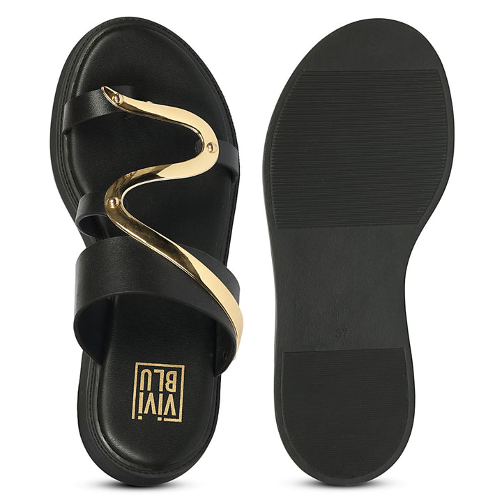 Emilia Black Leather Platform Sandals