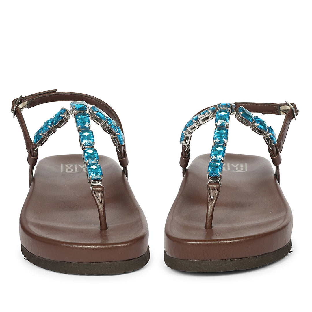 Vivian Brown Leather Footbed Sandals