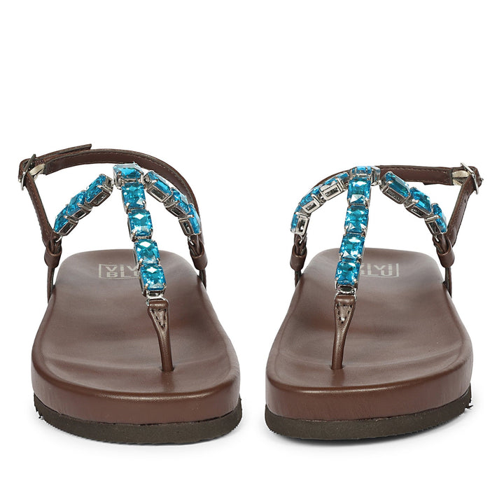 Vivian Brown Leather Footbed Sandals