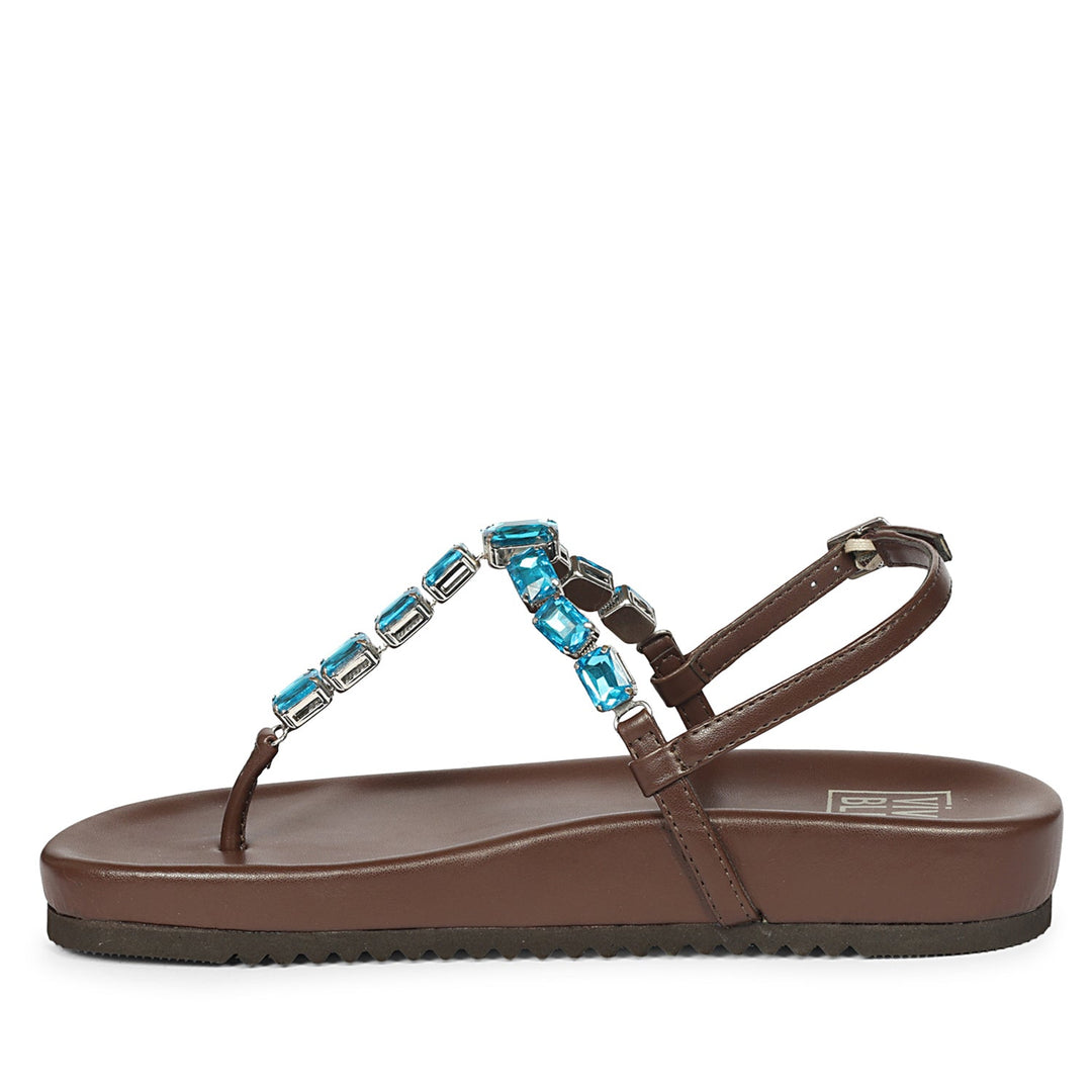 Vivian Brown Leather Footbed Sandals