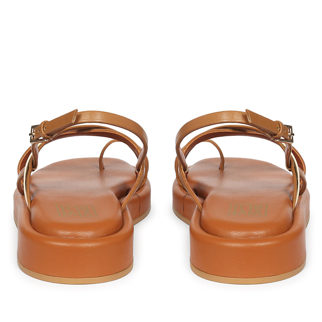 Camille Tan Leather Platform Sandals