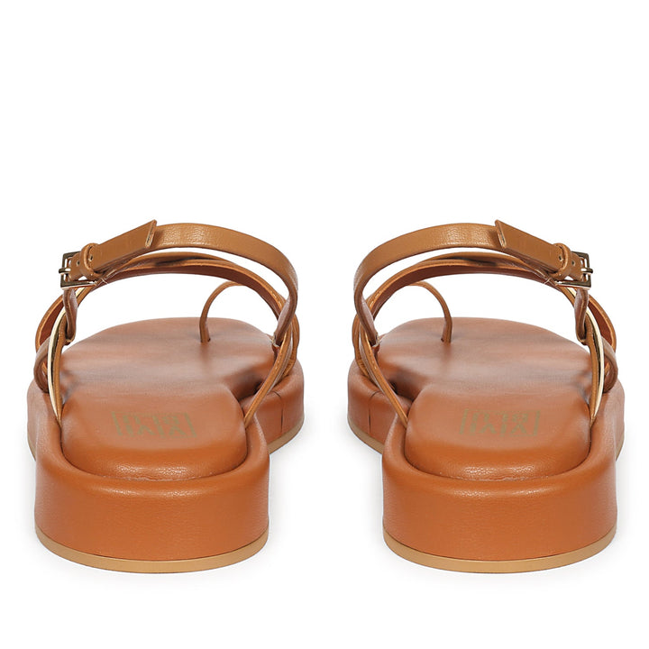 Camille Tan Leather Platform Sandals