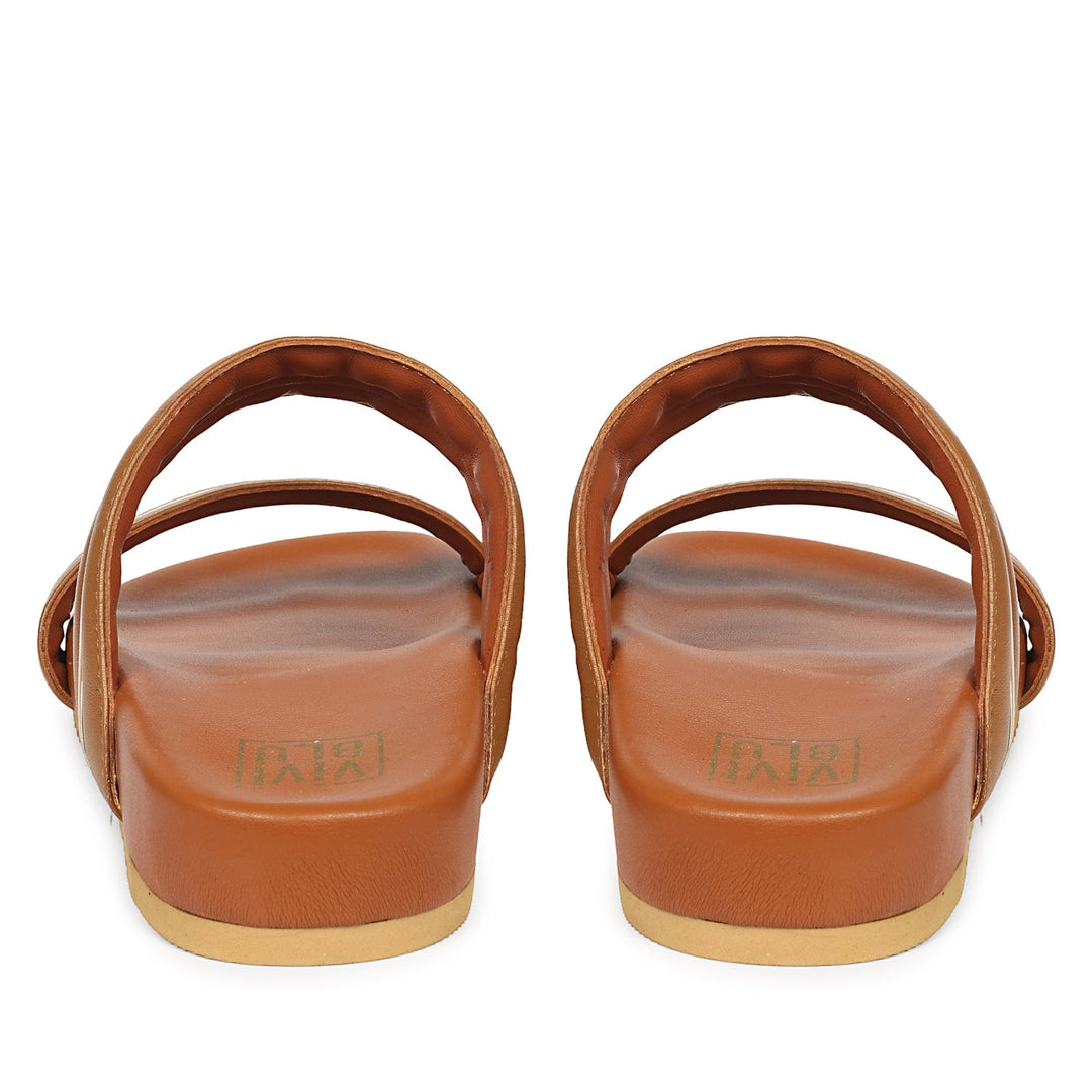 Daniela Tan Leather Footbed Sandals