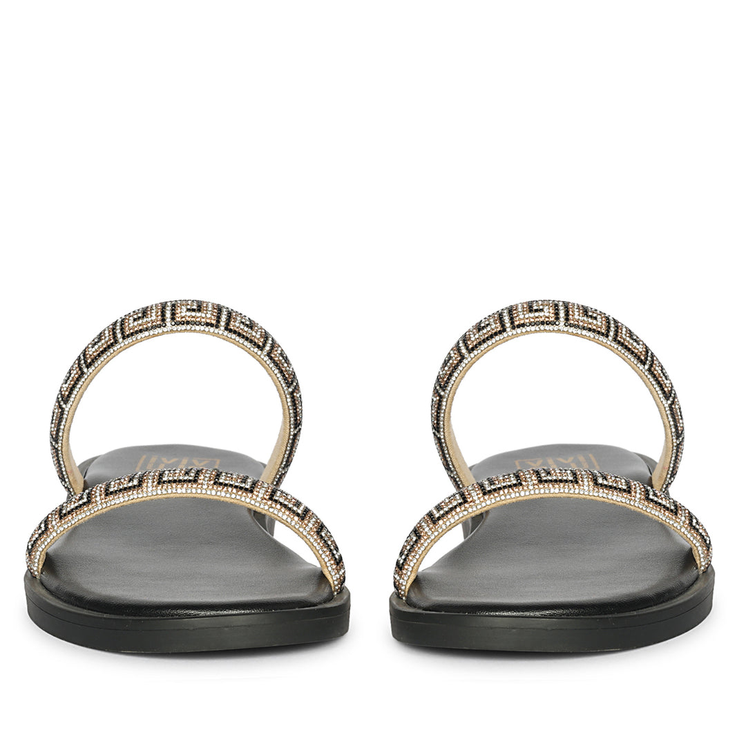 Evelina Black Flat Sandals