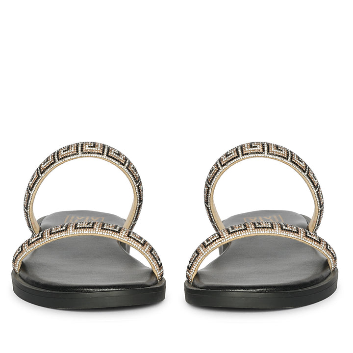 Evelina Black Flat Sandals