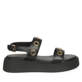 Marlowe Black Leather Platform Sandals