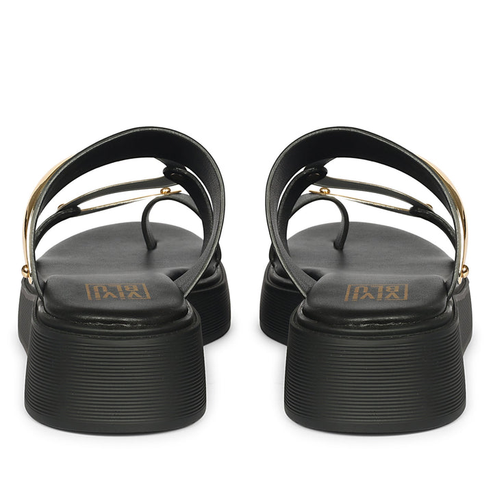 Emilia Black Leather Platform Sandals