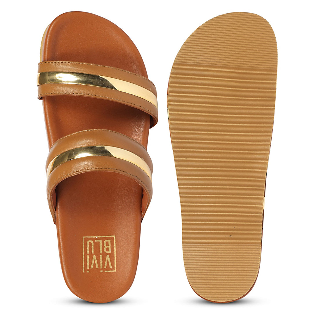 Daniela Tan Leather Footbed Sandals