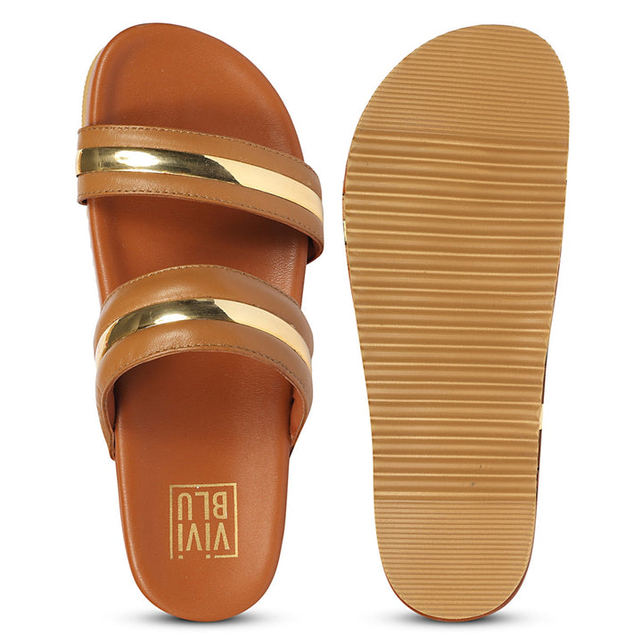 Daniela Tan Leather Footbed Sandals