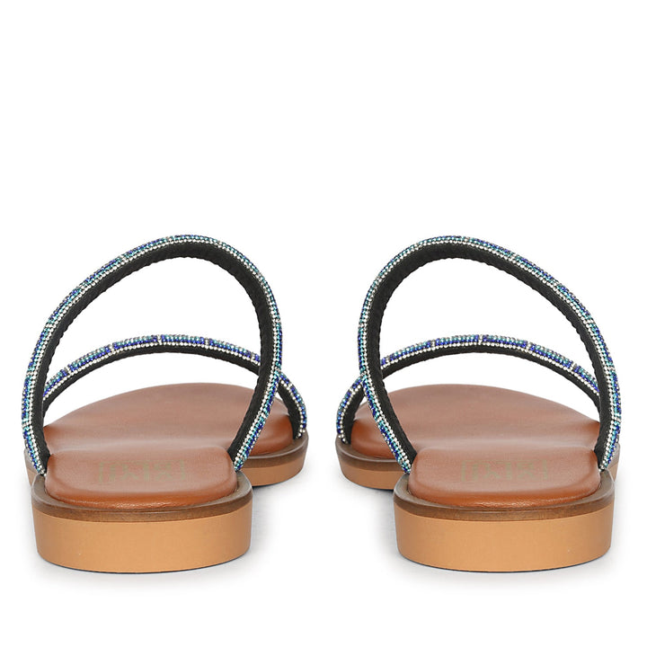 Evelina Blue Flat Sandals