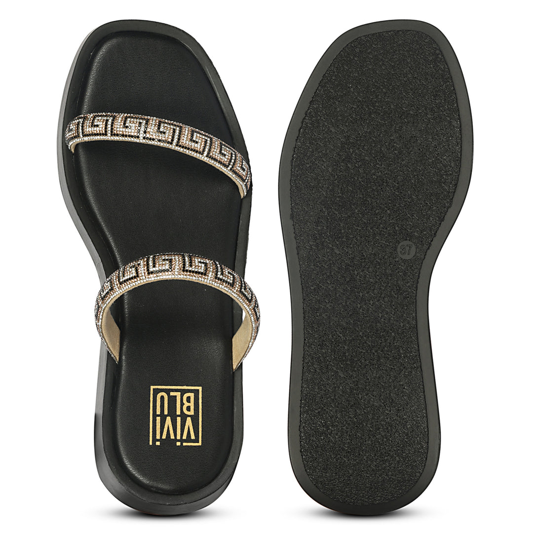 Adelina Black Leather Platform Sandals