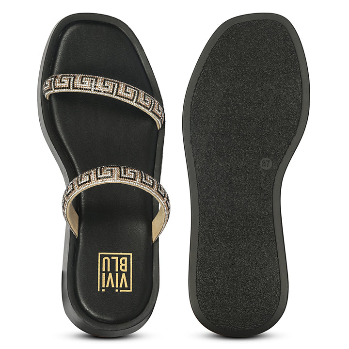 Adelina Black Leather Platform Sandals