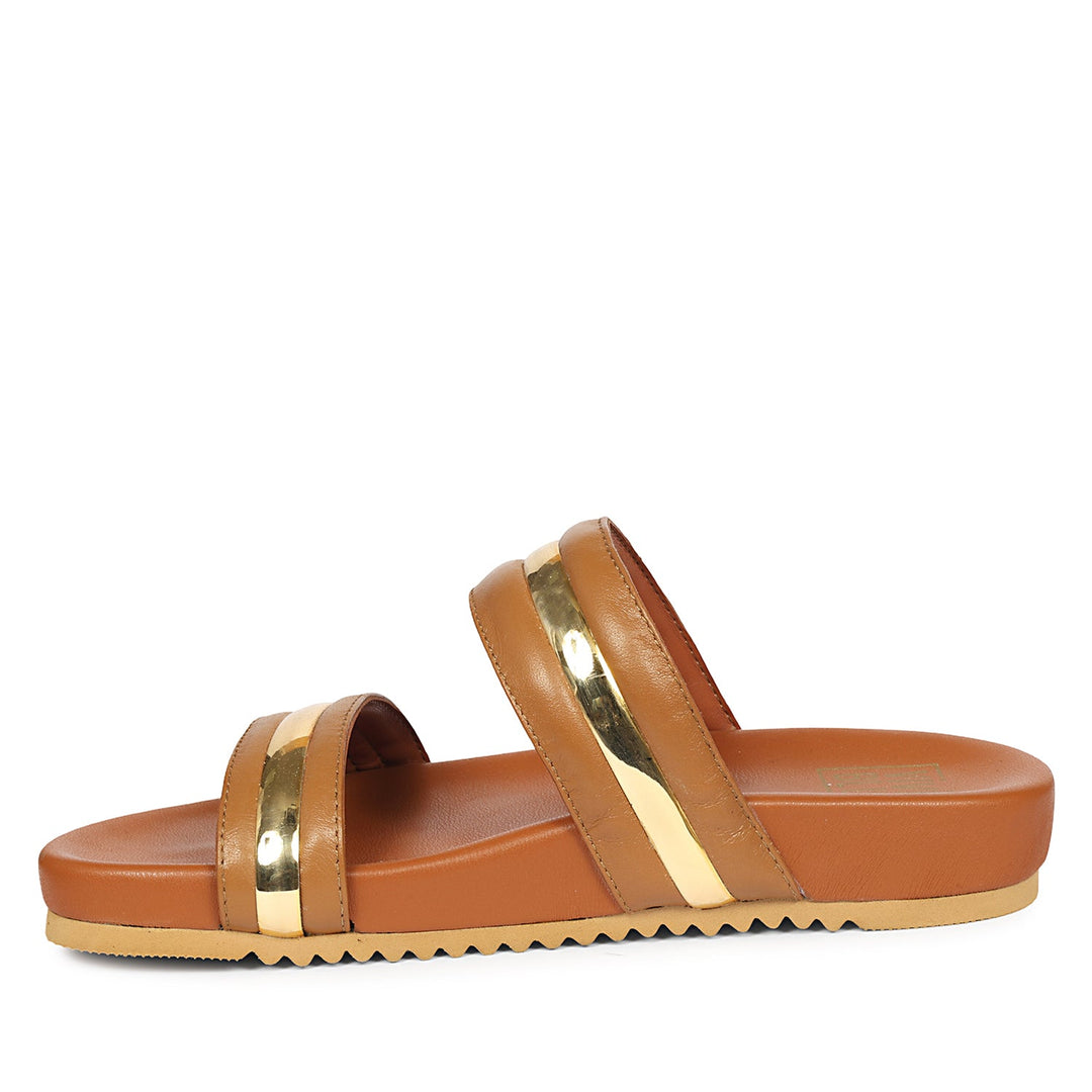 Daniela Tan Leather Footbed Sandals