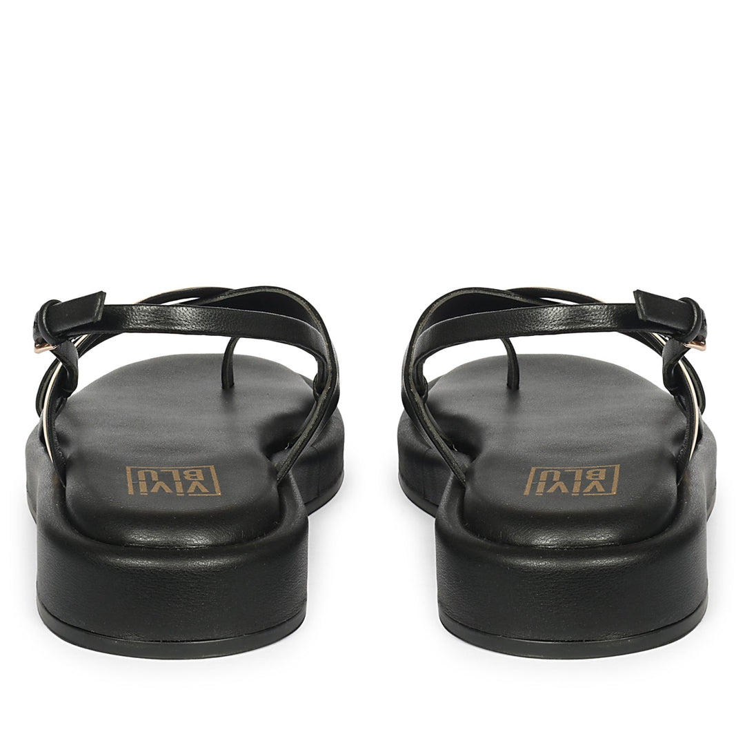 Camille Black Leather Platform Sandals
