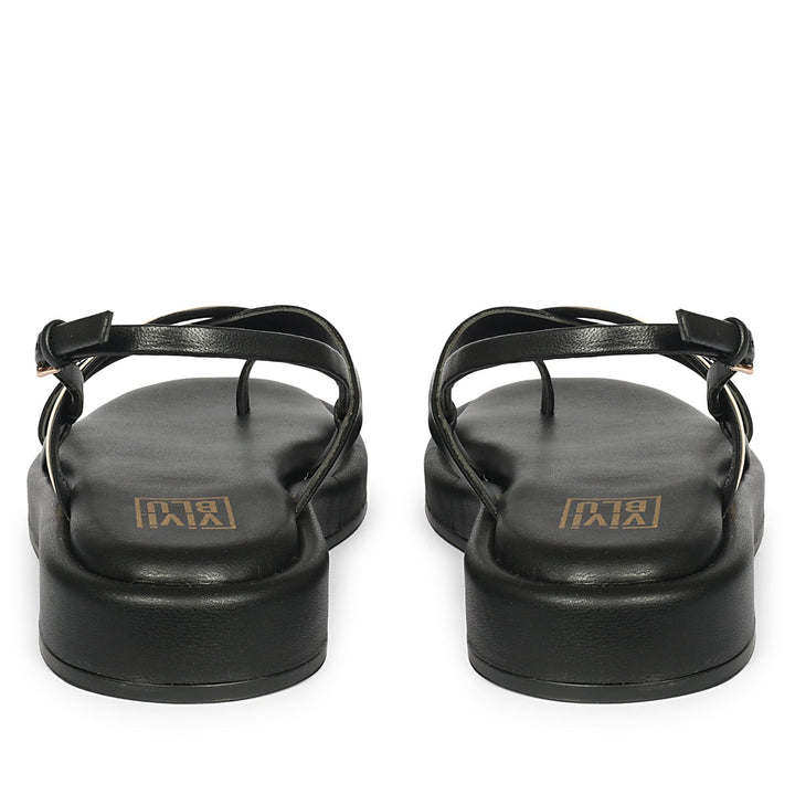 Camille Black Leather Platform Sandals