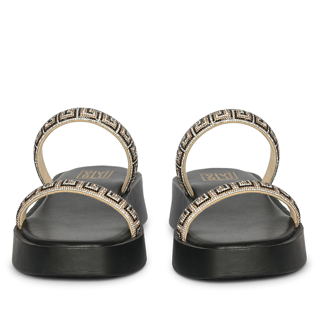Adelina Black Leather Platform Sandals