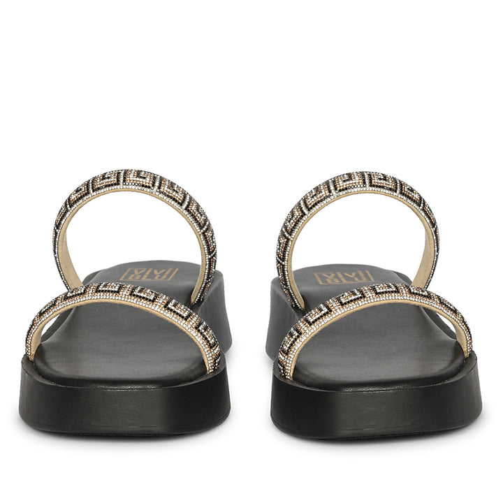 Adelina Black Leather Platform Sandals