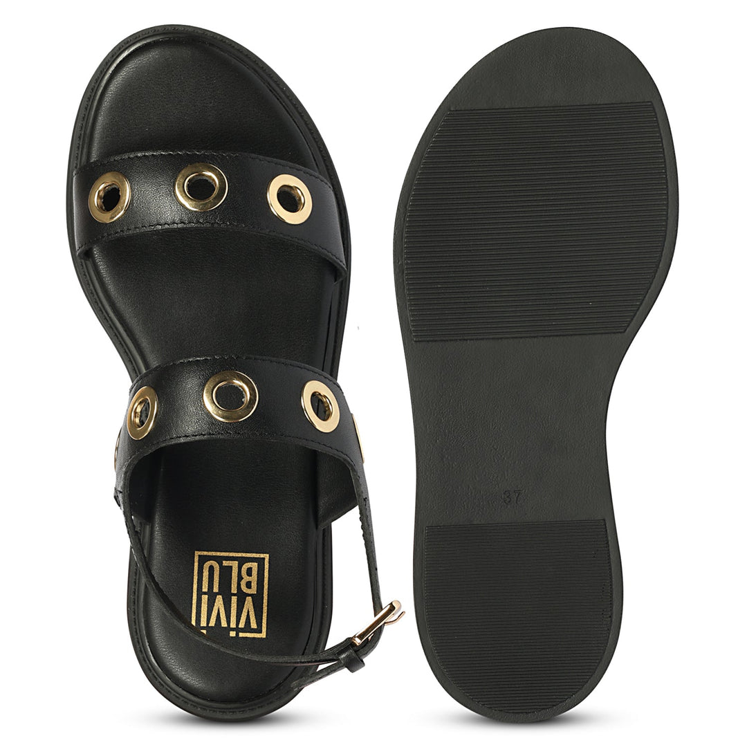 Marlowe Black Leather Platform Sandals