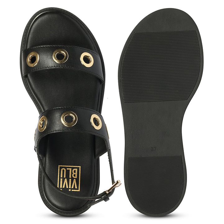 Marlowe Black Leather Platform Sandals