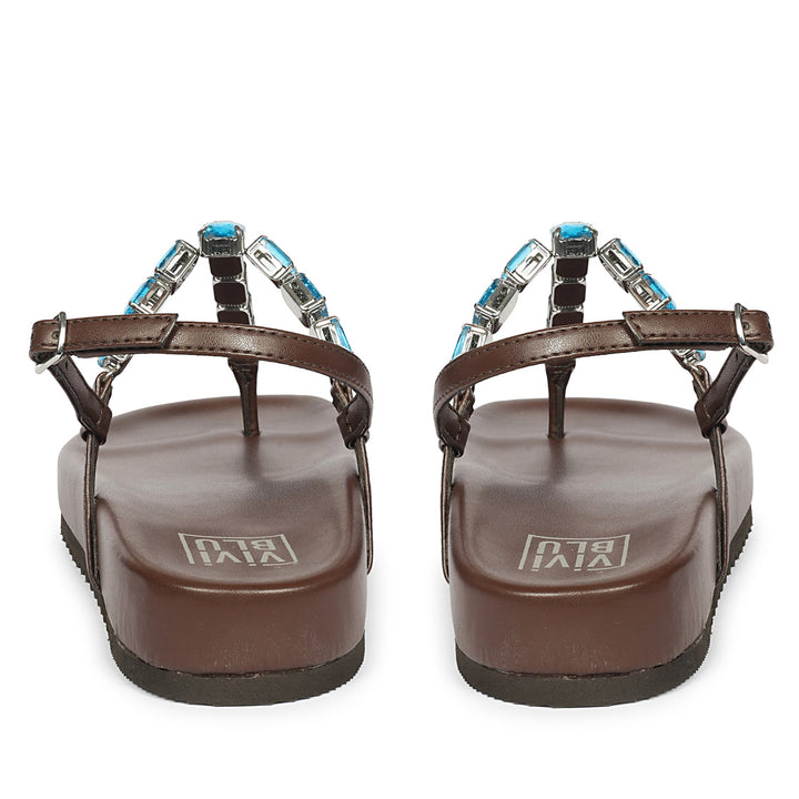 Vivian Brown Leather Footbed Sandals