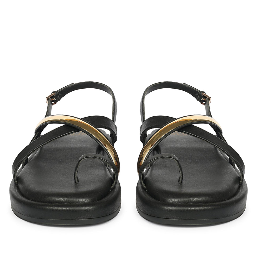 Camille Black Leather Platform Sandals