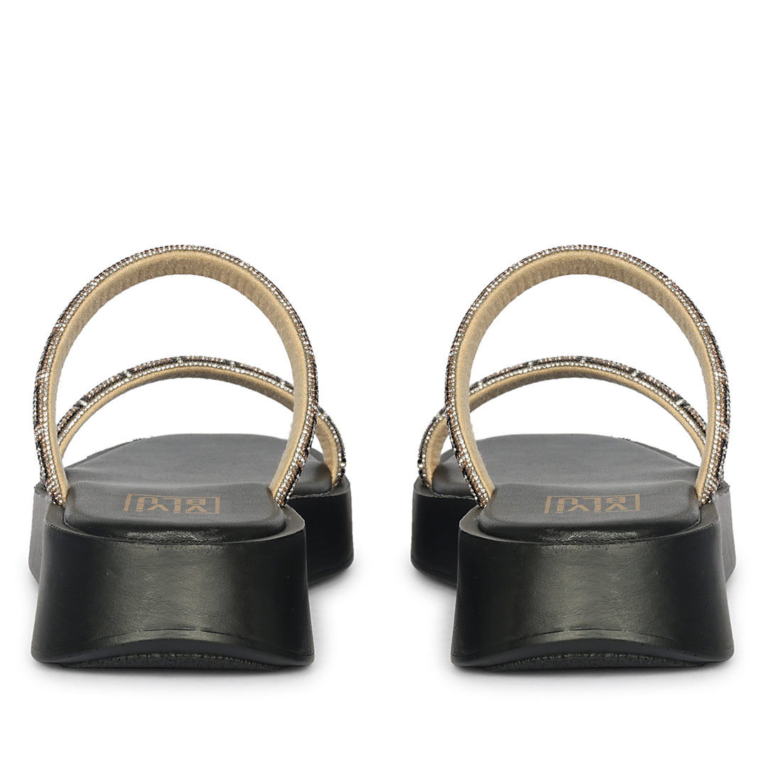 Adelina Black Leather Platform Sandals