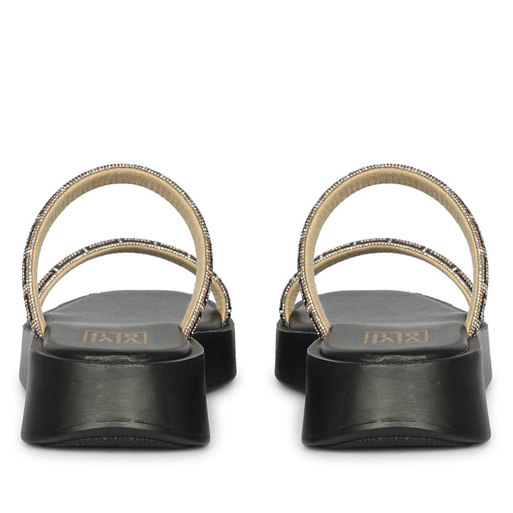 Adelina Black Leather Platform Sandals