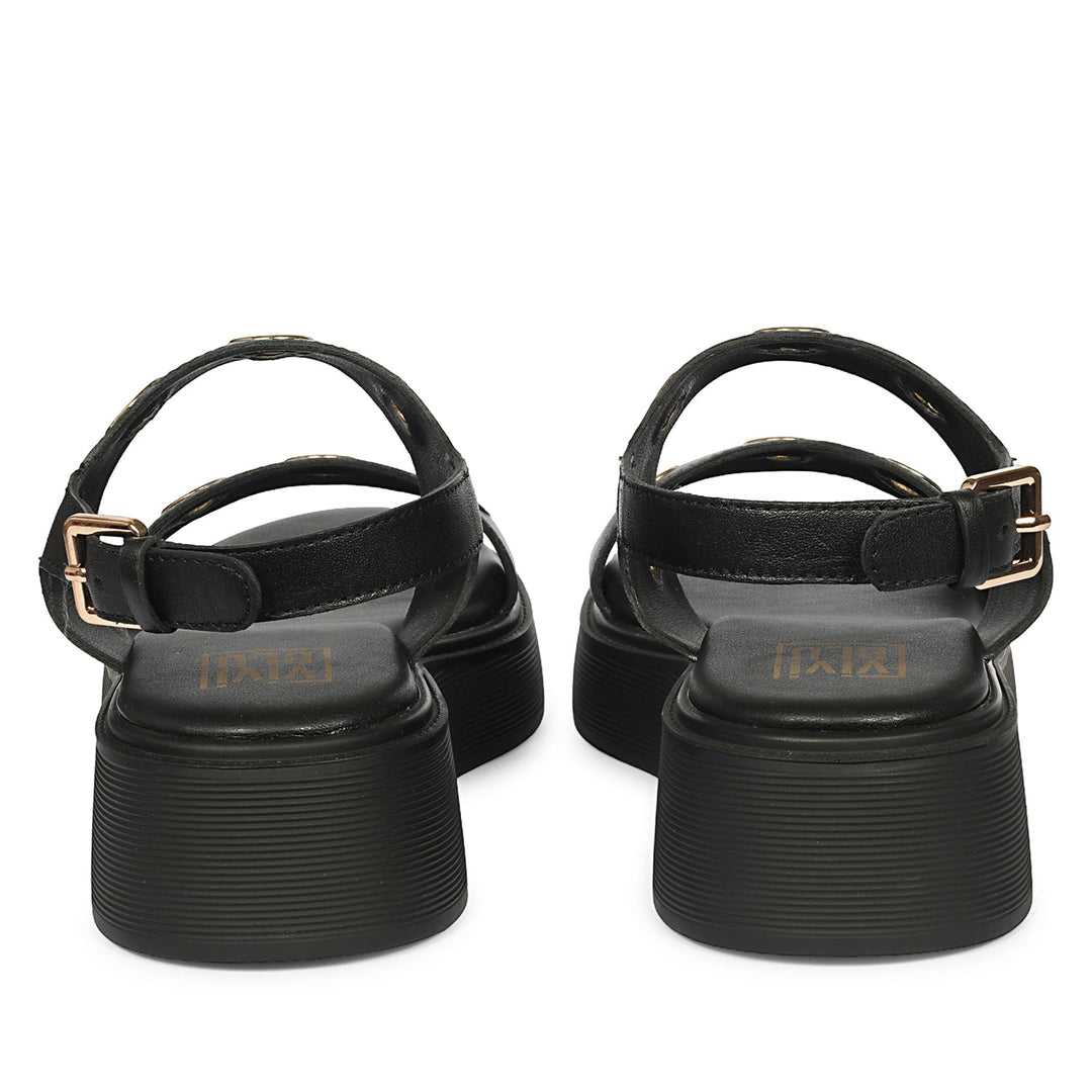 Marlowe Black Leather Platform Sandals