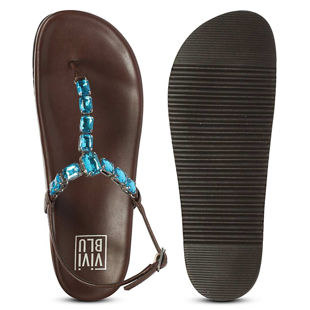 Vivian Brown Leather Footbed Sandals