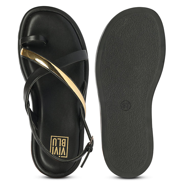 Camille Black Leather Platform Sandals