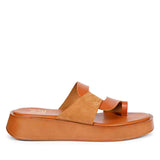 ViviBlu Tan Leather Platform Sandals