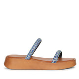 Adelina Blue Leather Platform Sandals