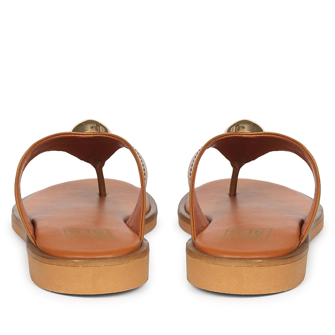 Leyla Tan Leather Flat Sandals