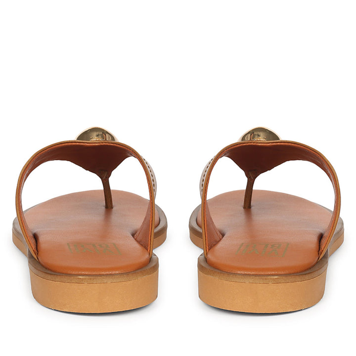 Leyla Tan Leather Flat Sandals