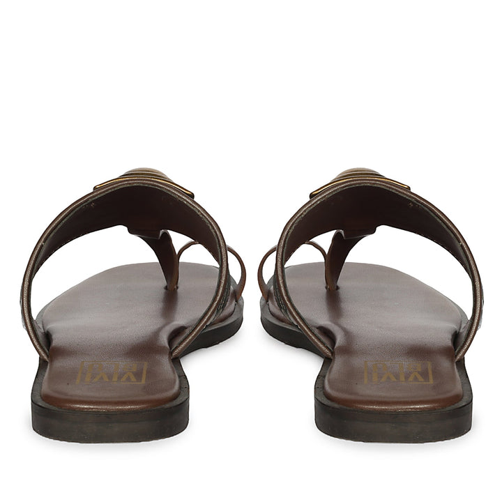 Lilian Brown Leather Flat Sandals