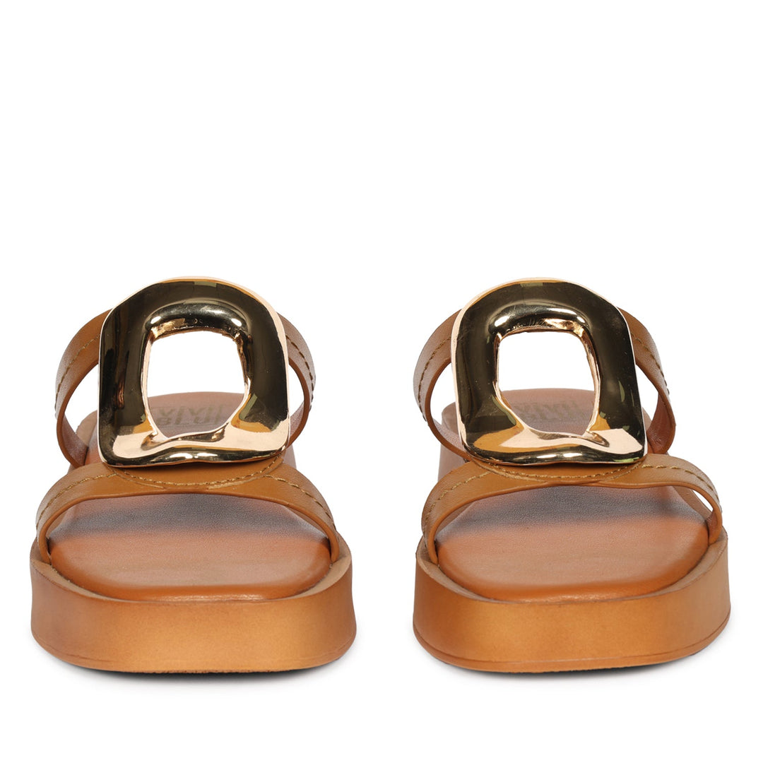 Avianna Tan Leather Platform Sandals