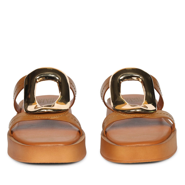 Avianna Tan Leather Platform Sandals