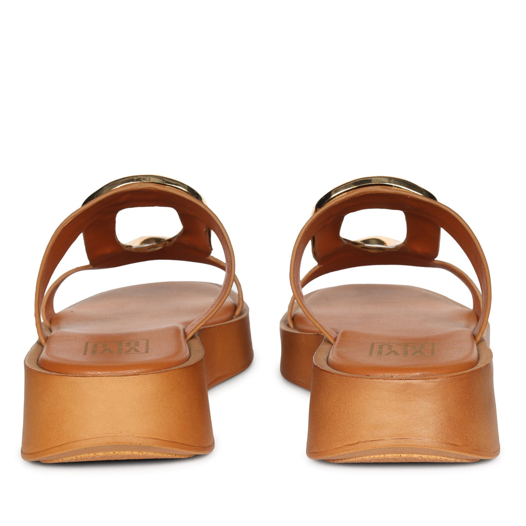 Avianna Tan Leather Platform Sandals
