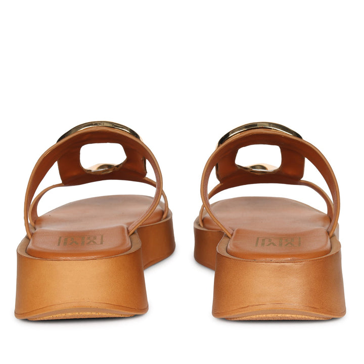 Avianna Tan Leather Platform Sandals