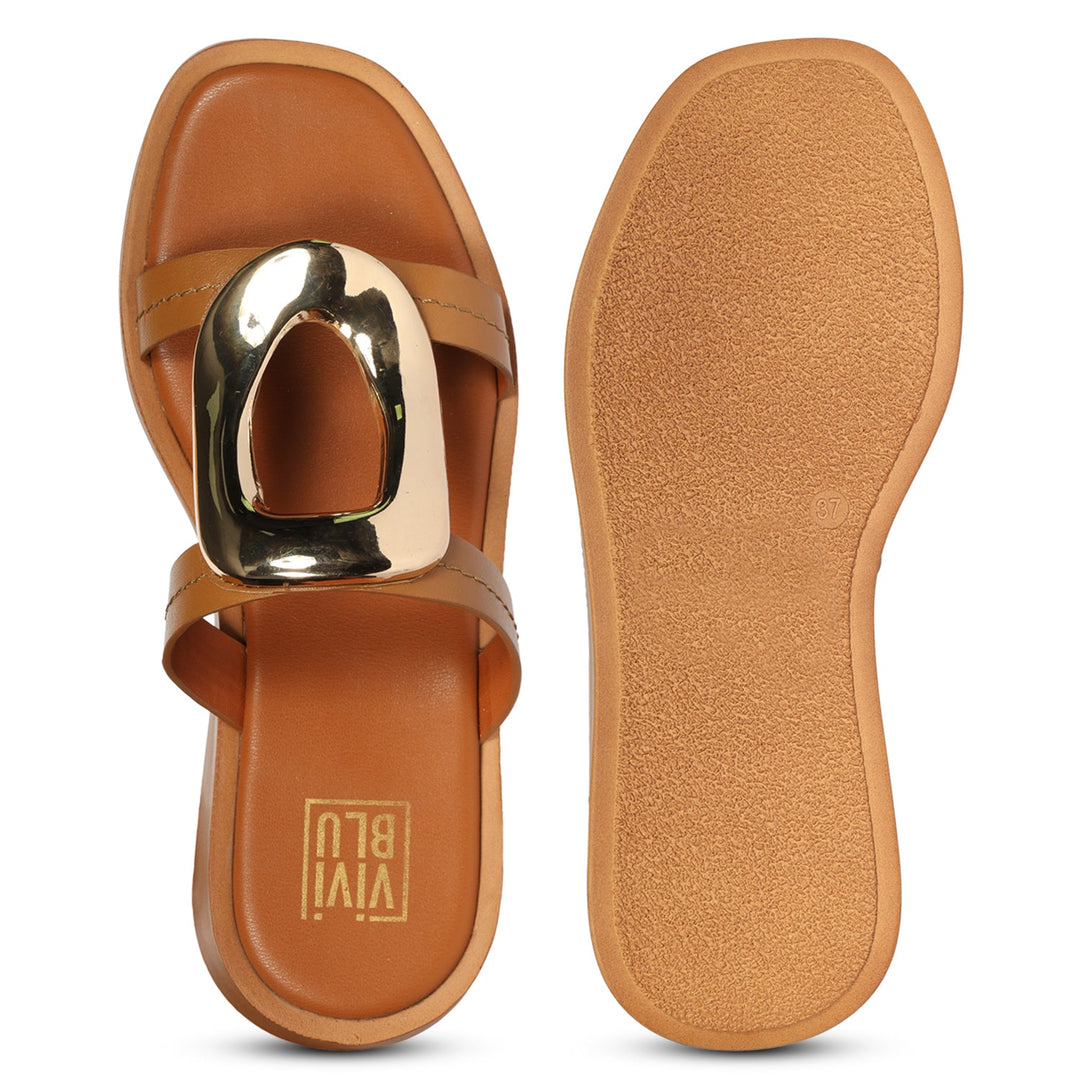 Avianna Tan Leather Platform Sandals