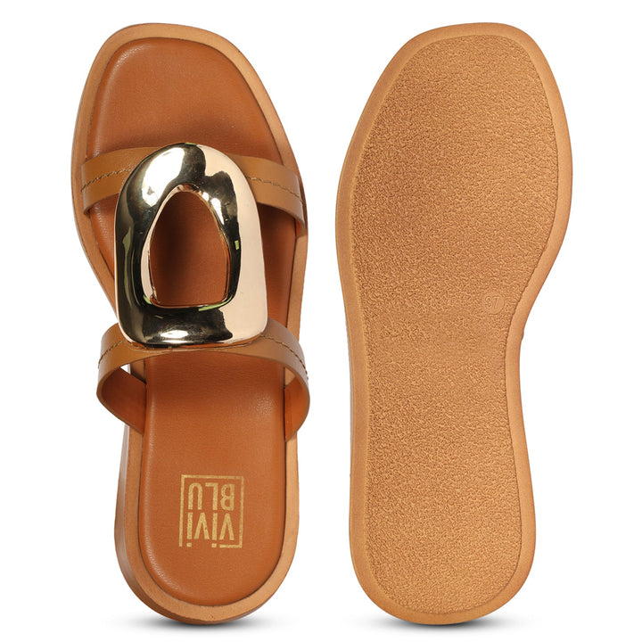Avianna Tan Leather Platform Sandals