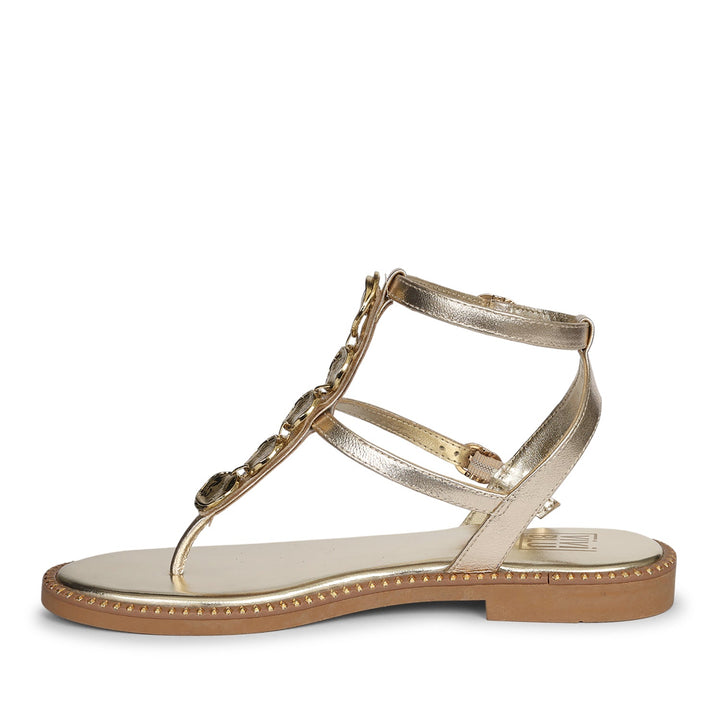 Gloria Off White Leather Flat Sandals