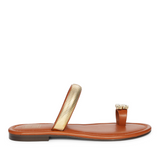 Stevie Tan Leather Flat Sandals