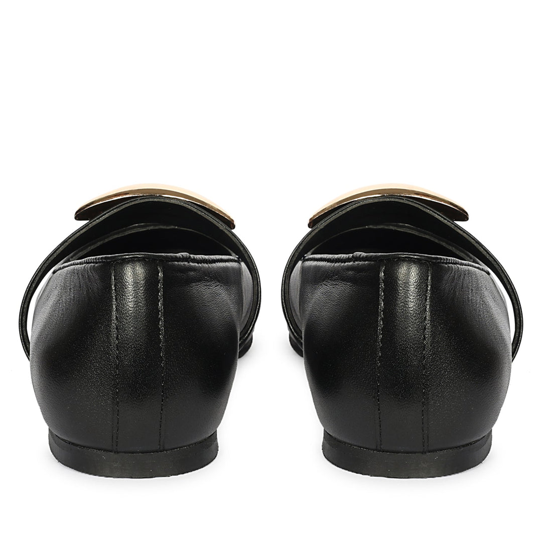 Marie Black Leather Ballerina