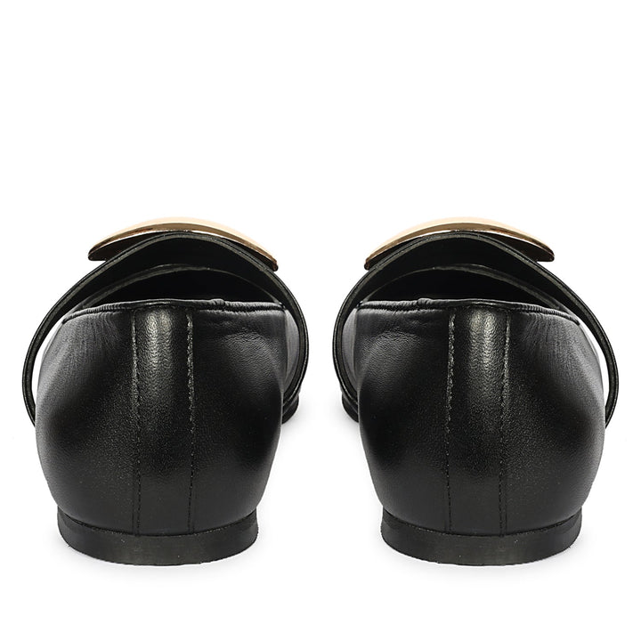 Marie Black Leather Ballerina